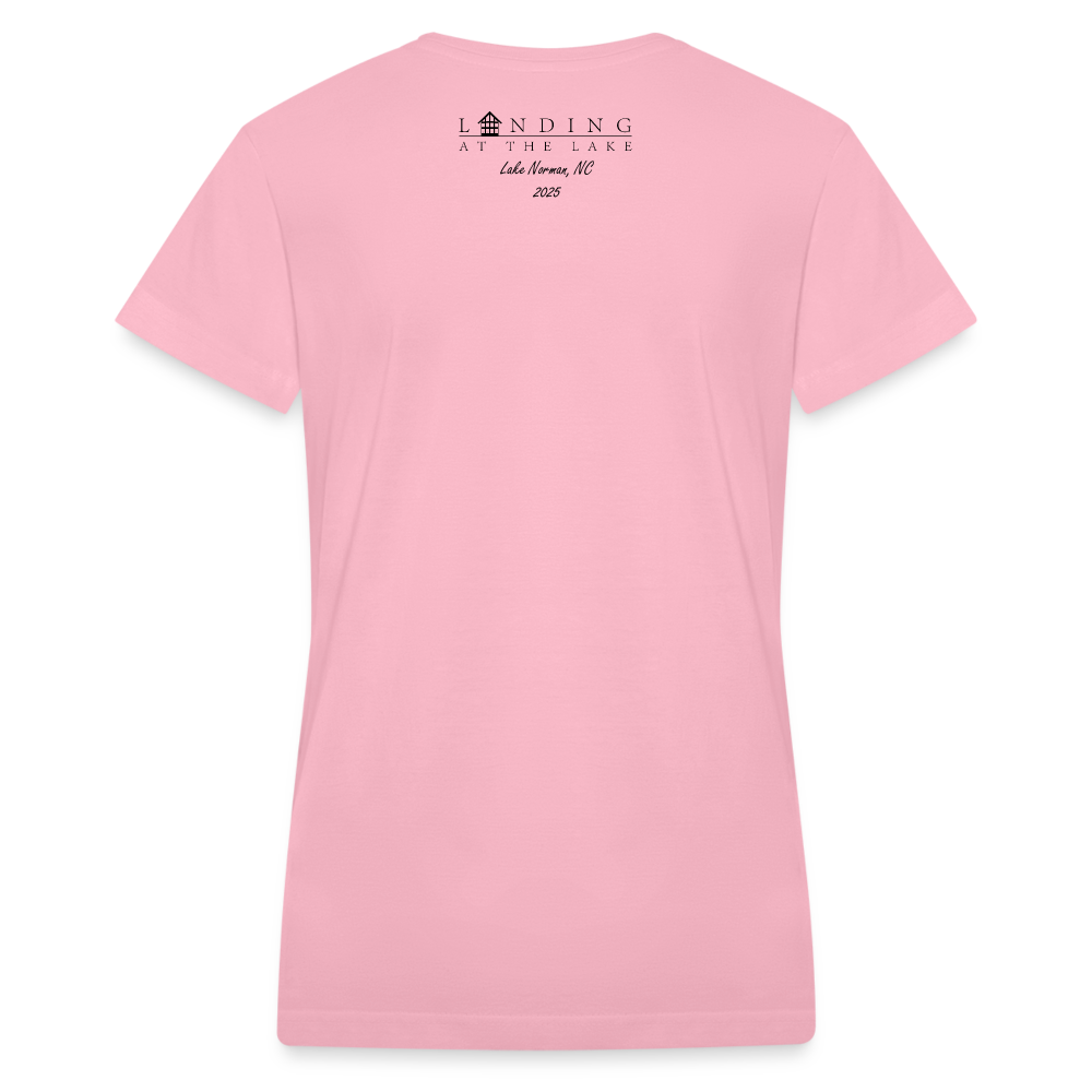 Landing at the Lake black print Ladies’ V-Neck T-Shirt - pink