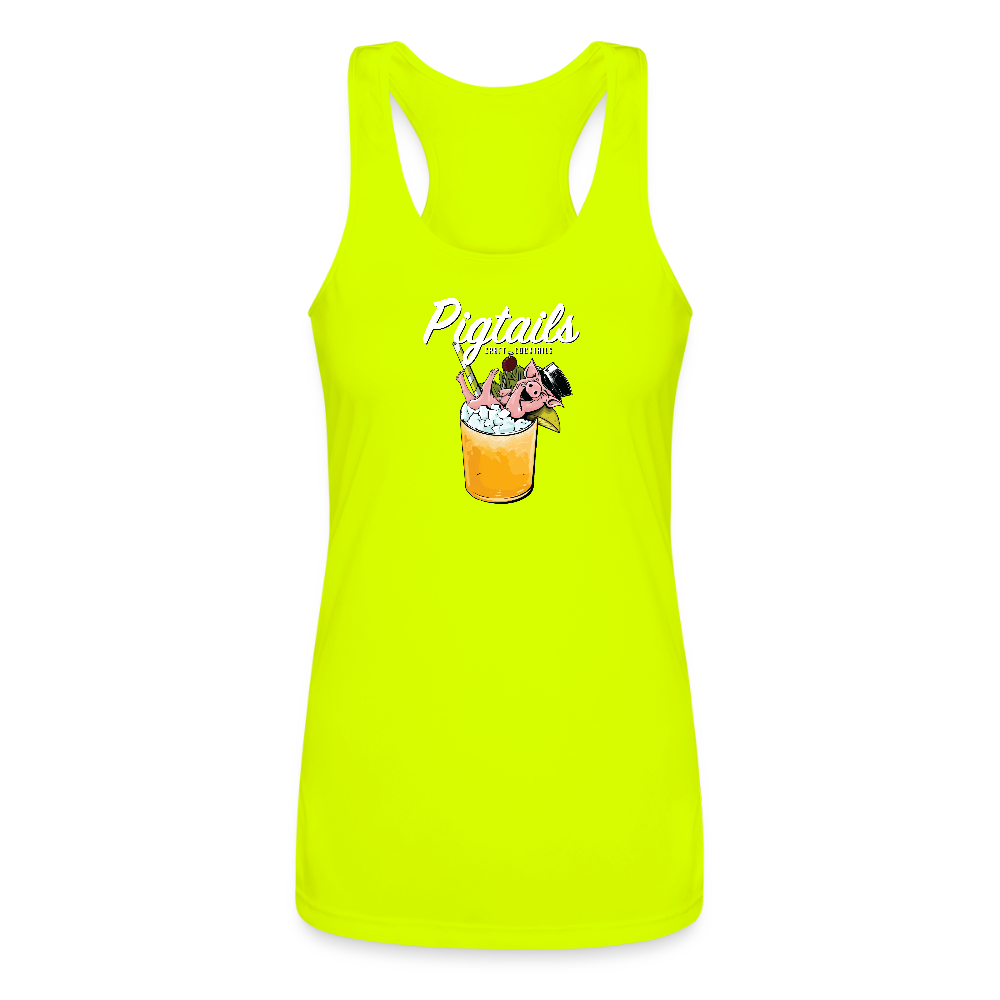 Pigtails Ladies' Racerback Tank Top - neon yellow