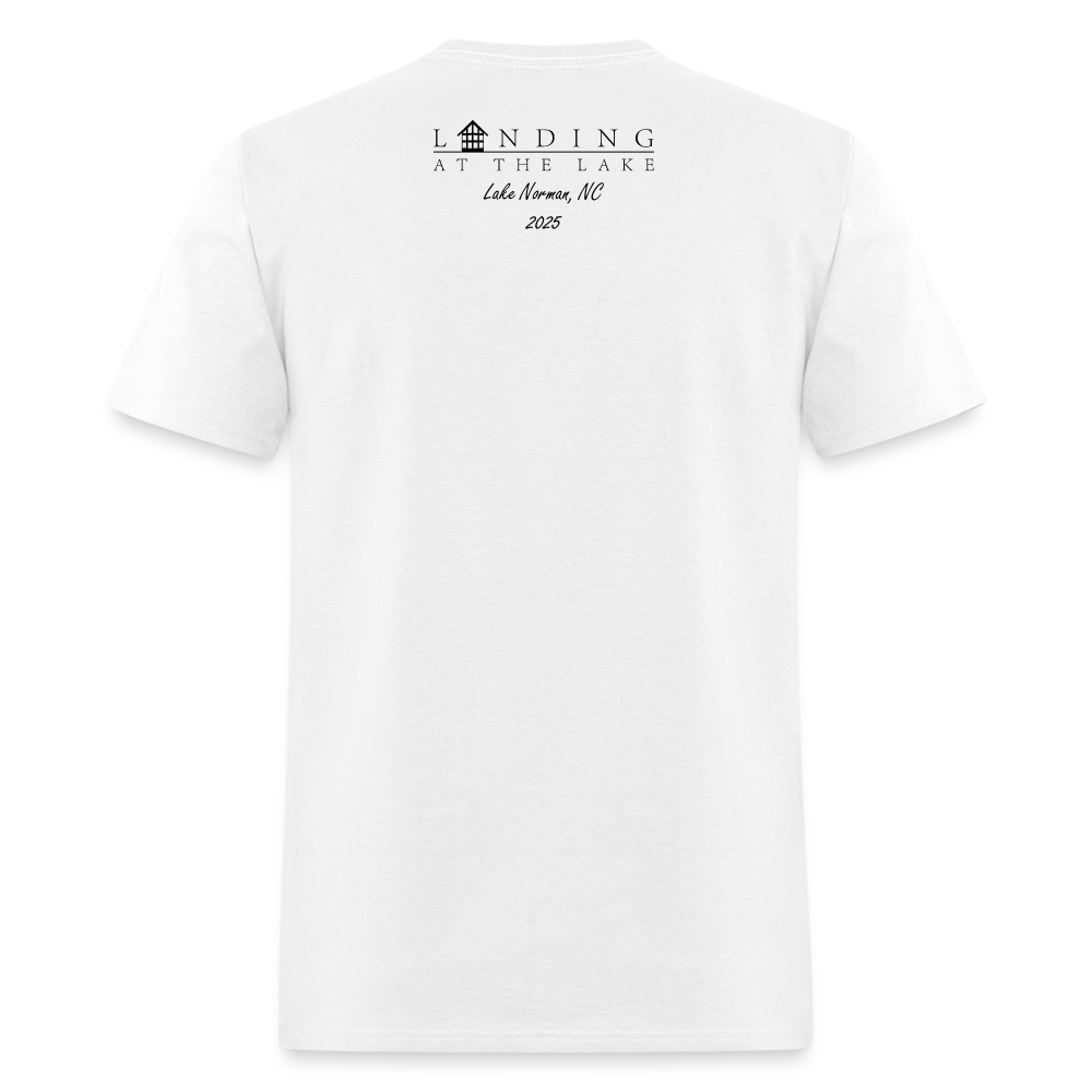 Landing at the Lake black print T-Shirt - white