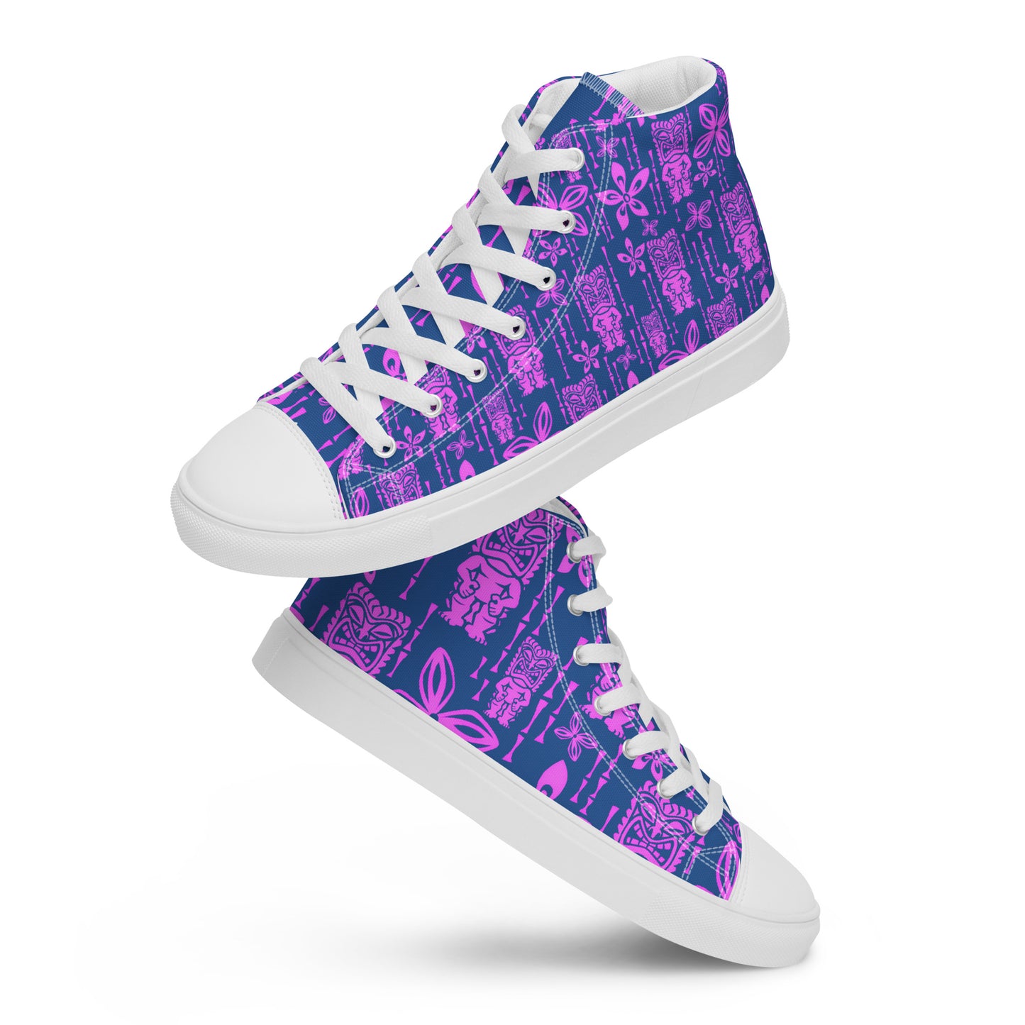 Purple Tiki Tapa high top canvas shoes