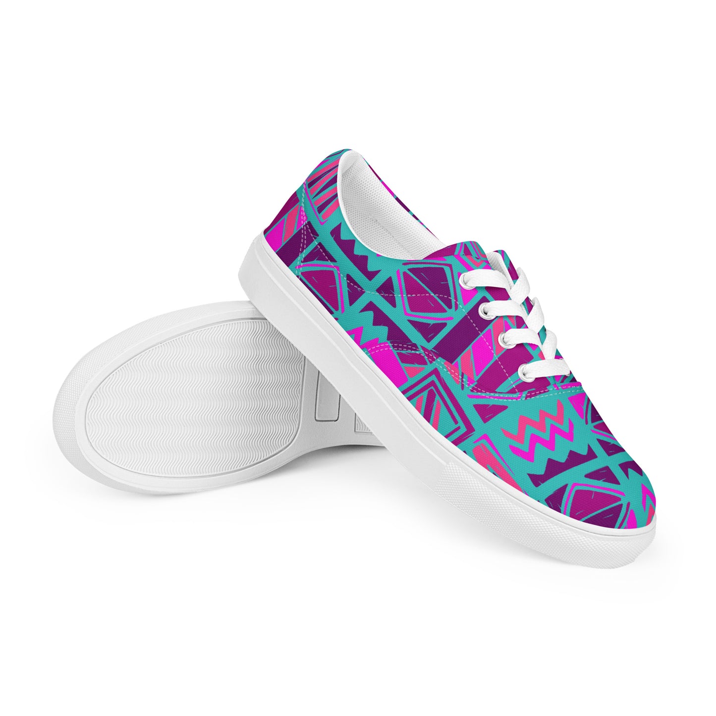 Purple & Pink Tapa Cloth lace-up canvas shoes