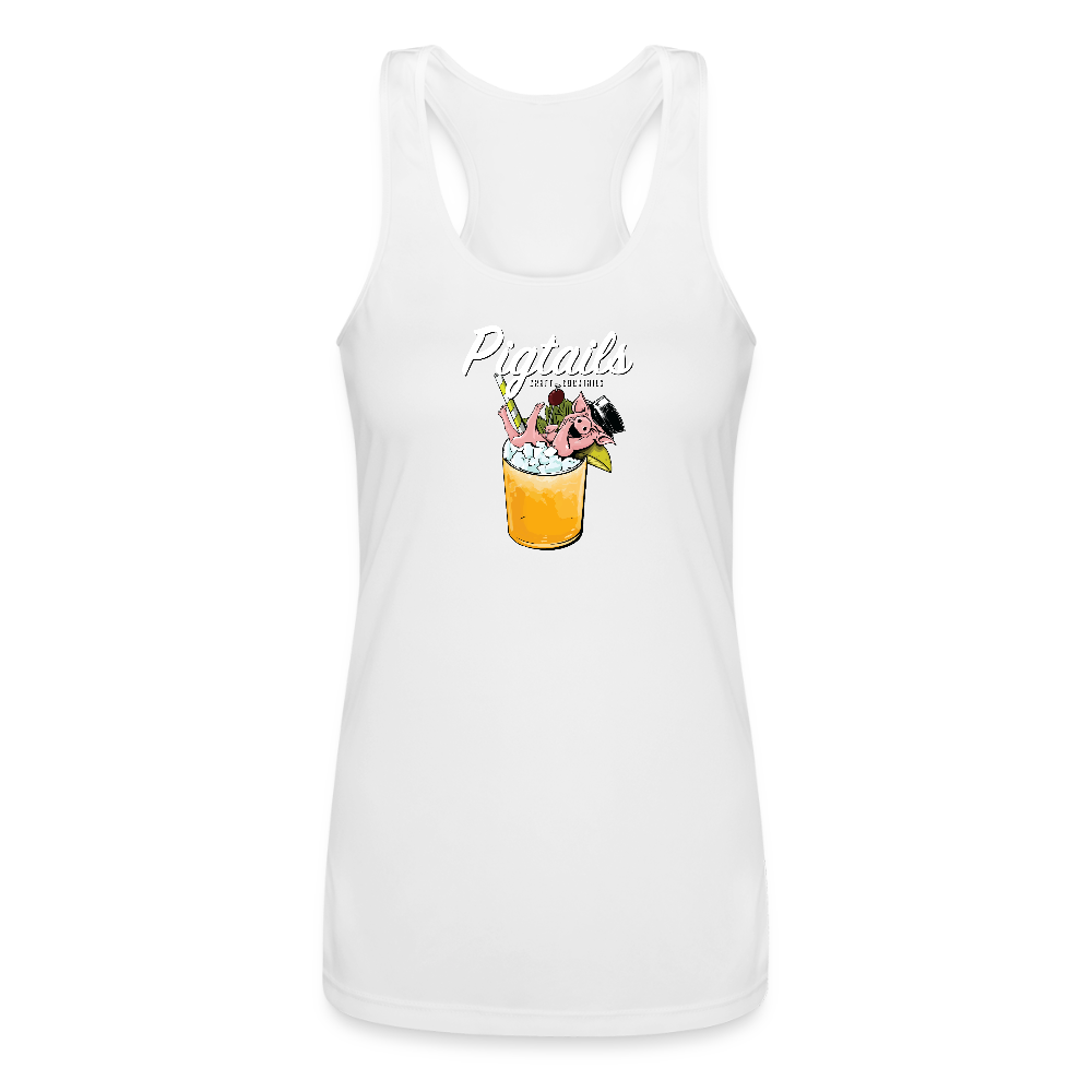 Pigtails Ladies' Racerback Tank Top - white