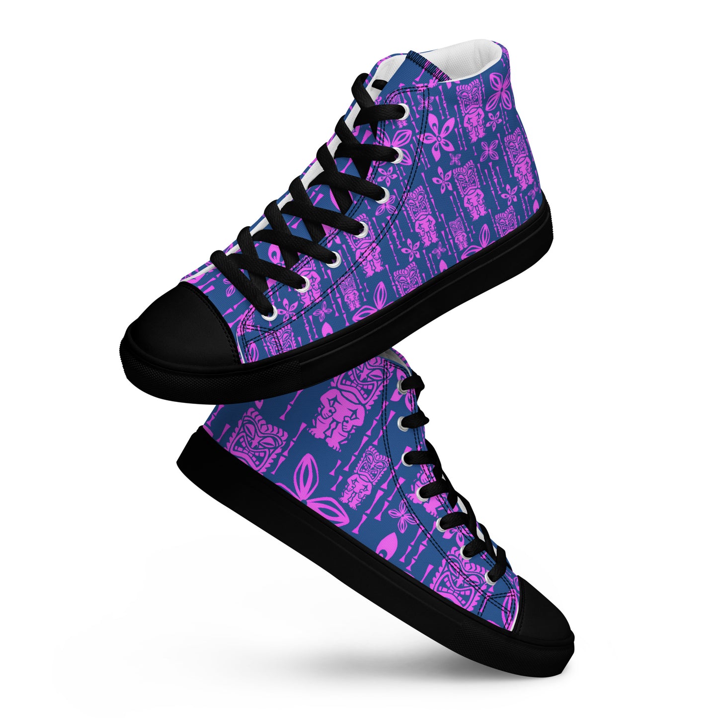 Purple Tiki Tapa high top canvas shoes