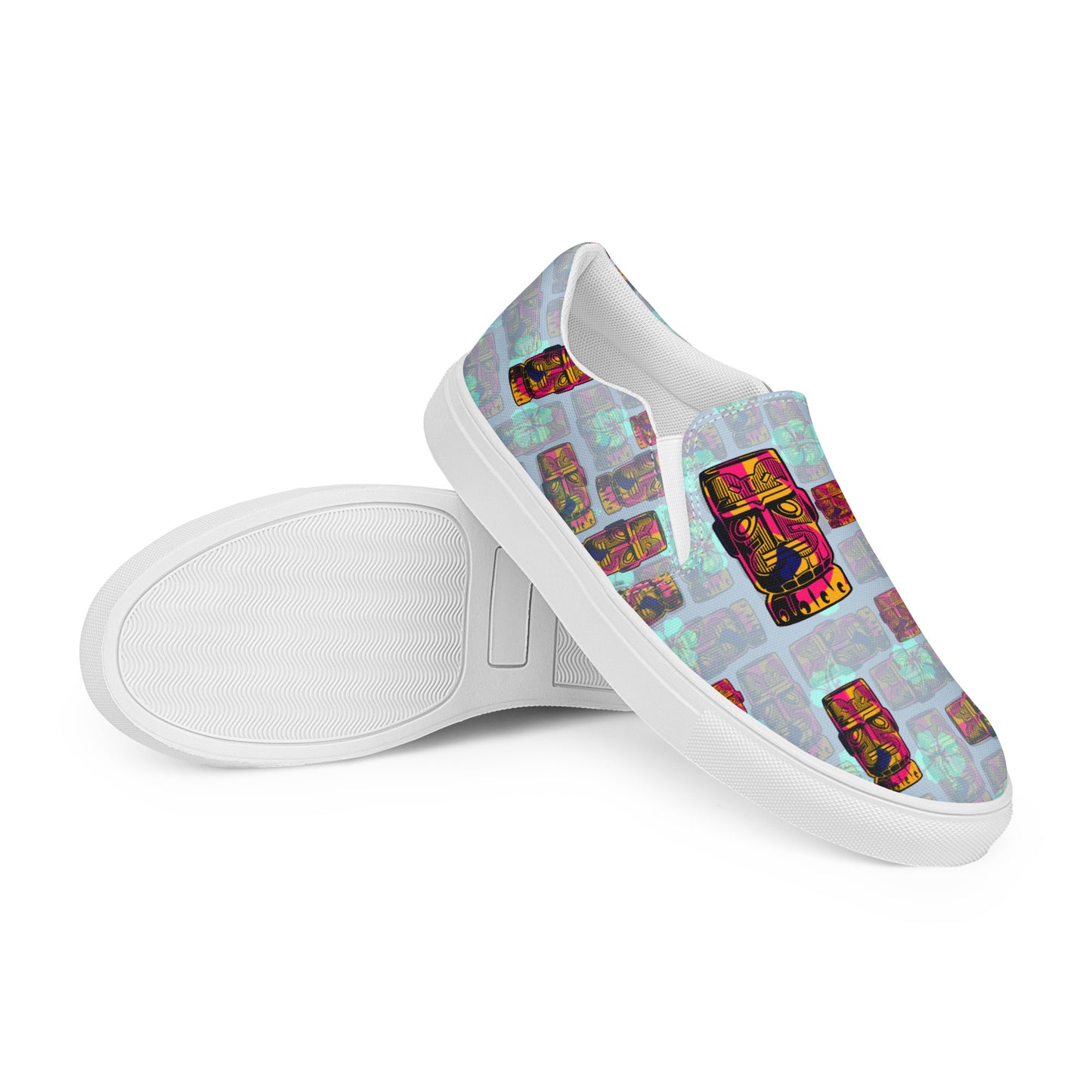 Tiki Totem Light Blue slip-on canvas shoes